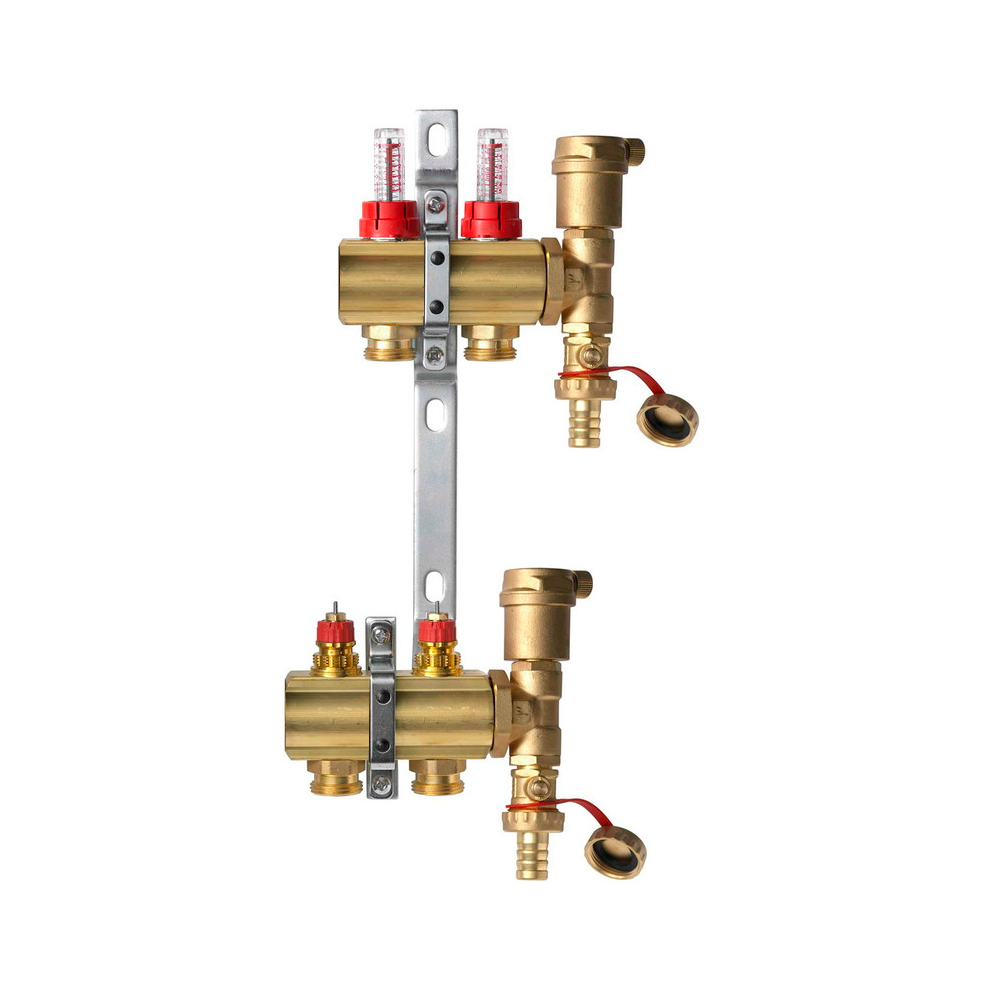 Комплект коллекторов Ридан FHF-2RF set с расходомерами, кронштейнами и воздухоотводчиками, 2 контура