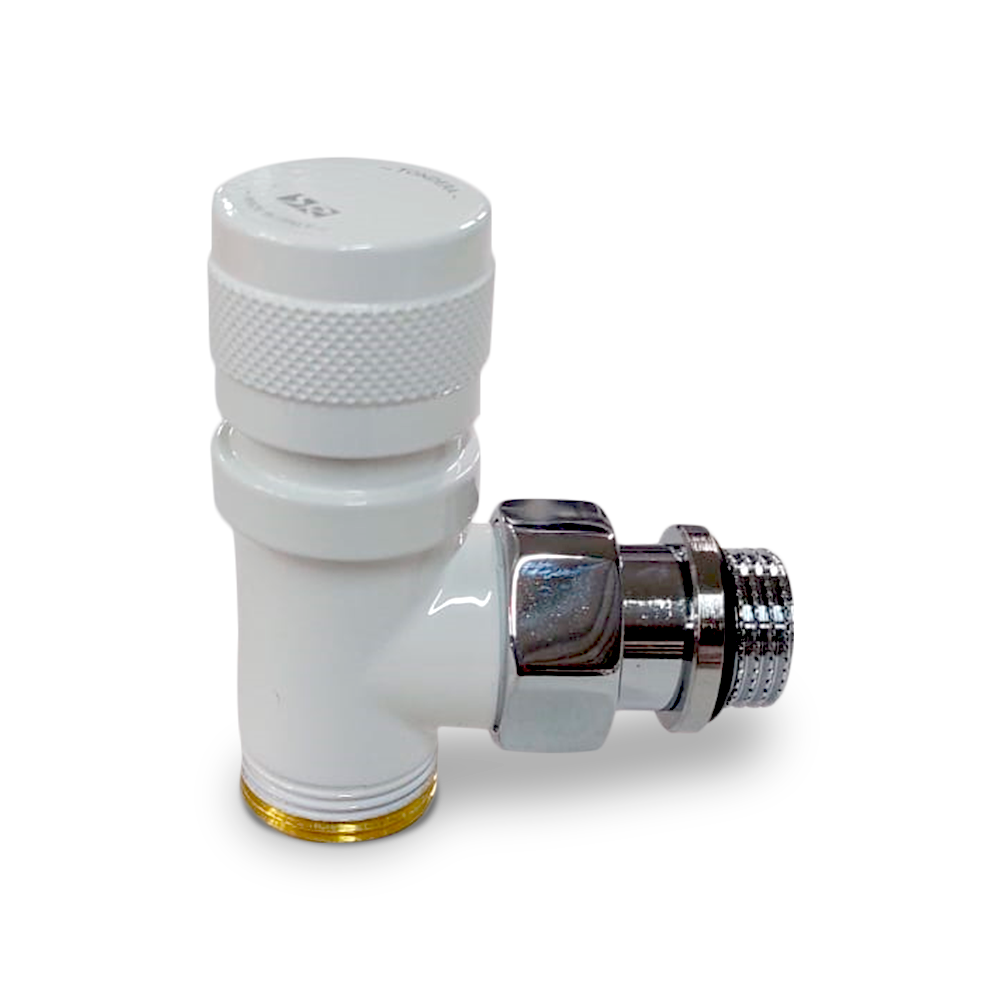 Вентиль угловой SR Rubinetterie Tondera 1/2"x3/4"E, преобразуемый в термостатический, цвет белый