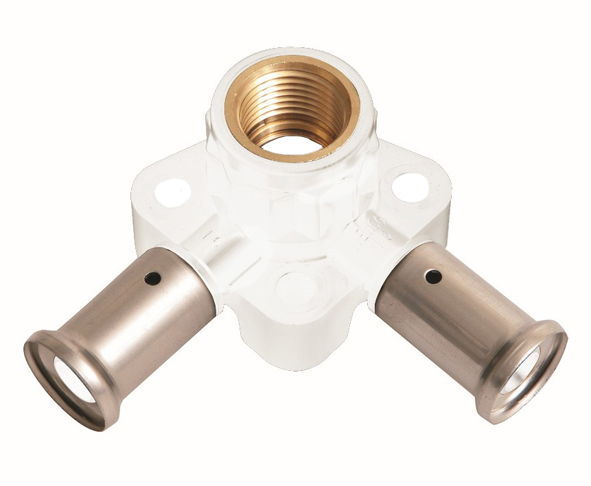 Водорозетка угловая ВР, ПВДФ пресс (белая), 16x1/2"x16 (40 мм), HENCO