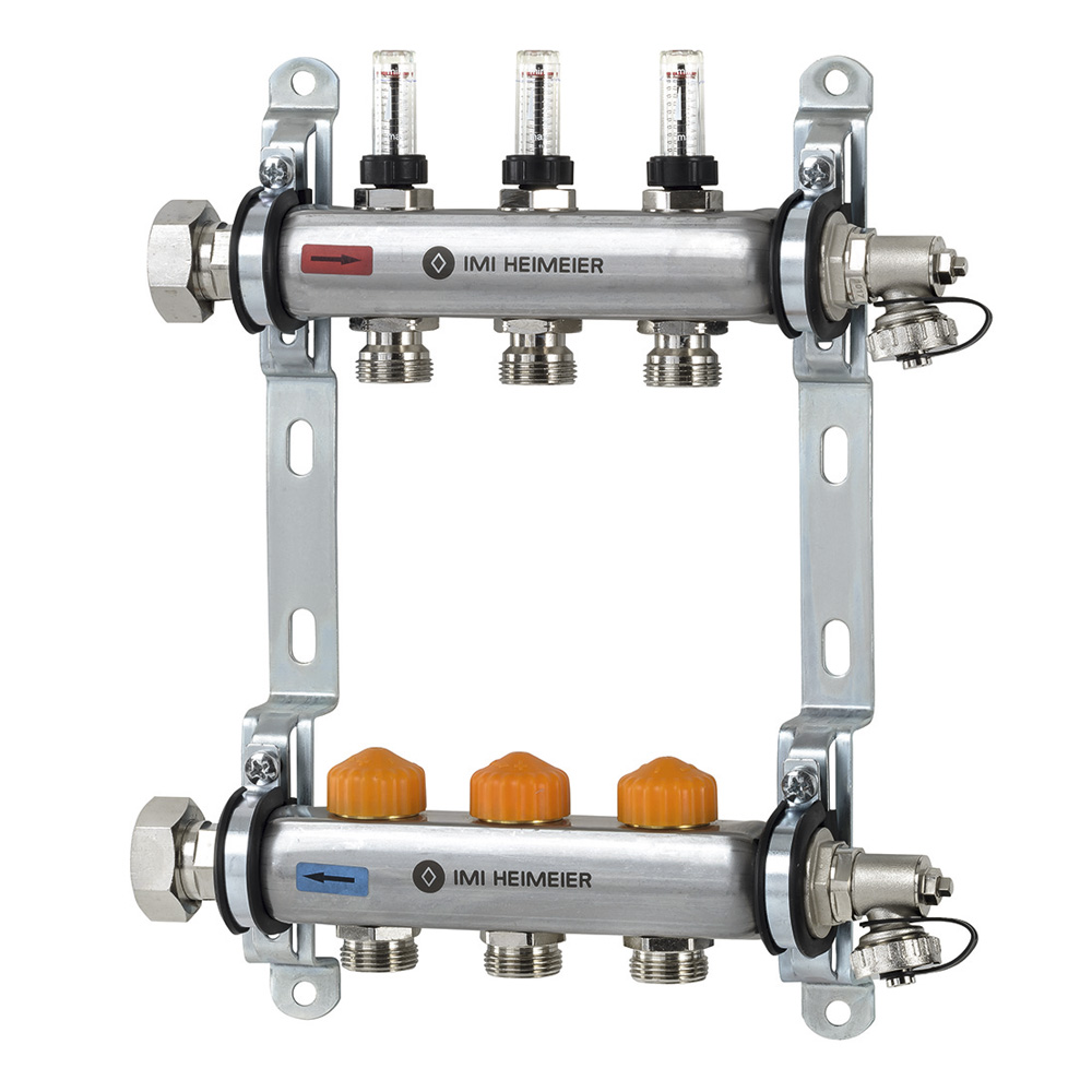Коллектор распределительный Heimeier Dynacon Eclipse с регуляторами расхода, 3 контура