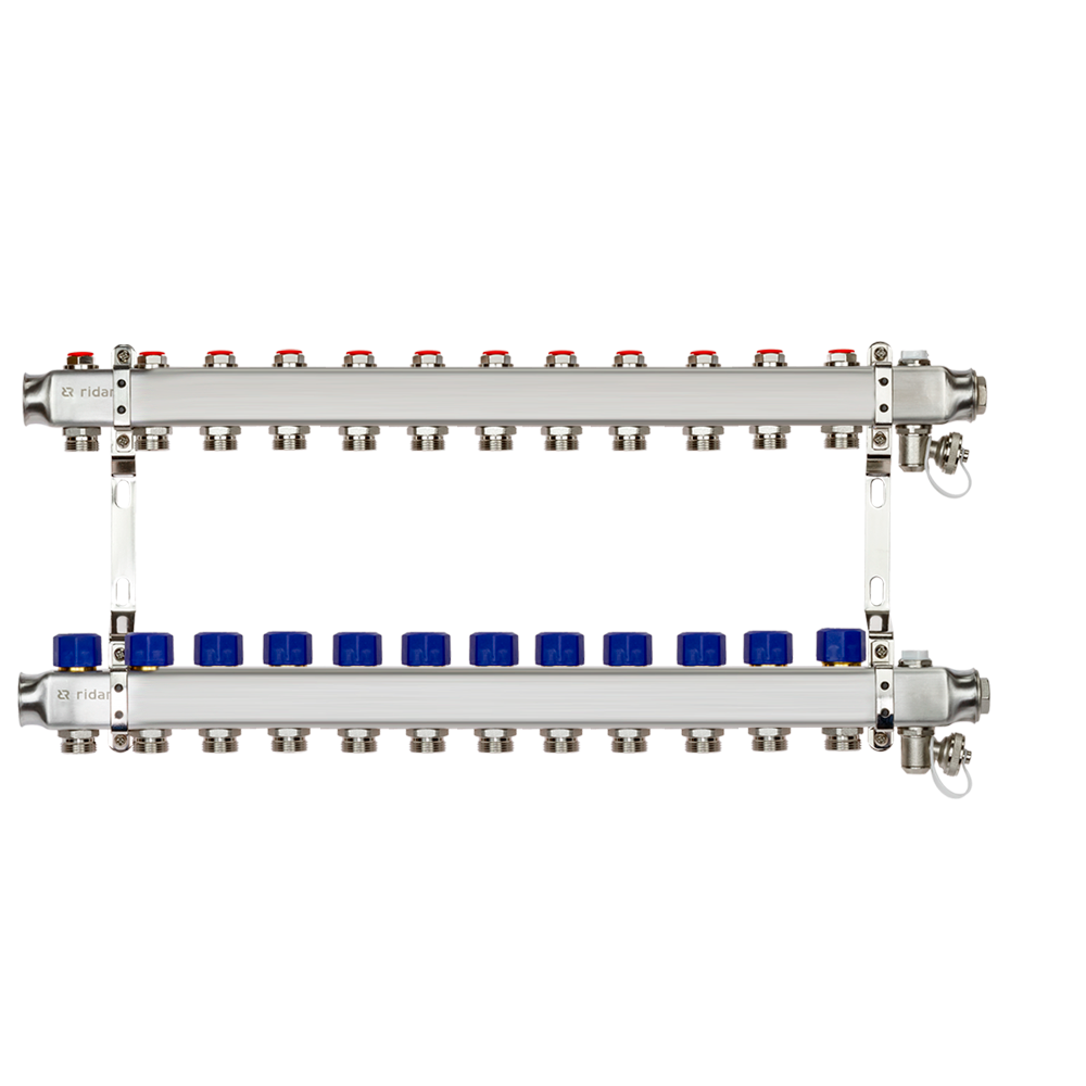 Комплект коллекторов Ридан SSM-12R set с кронштейнами, 12 контуров