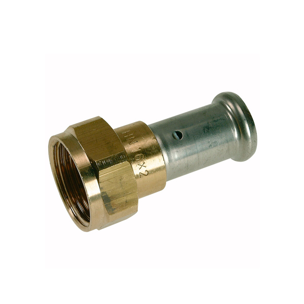 Муфта накидная гайка, плоское уплотнение, латунь пресс, 16x1/2", HENCO