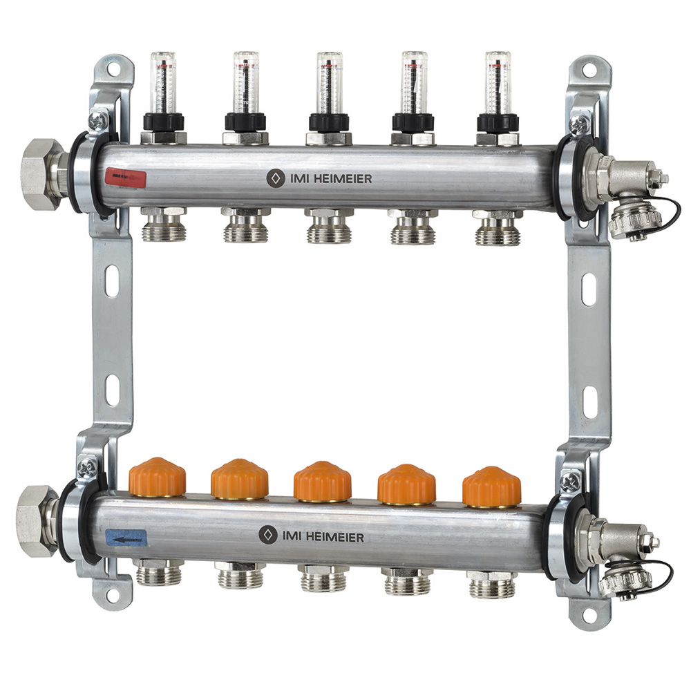 Коллектор распределительный Heimeier Dynacon Eclipse с регуляторами расхода, 5 контуров