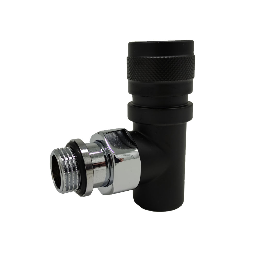 Вентиль на подачу угловой SR Rubinetterie Tondera 1/2", преобразуемый в термостатический, чёрный