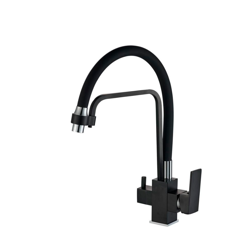 Смеситель для кухни Haiba HB76857 с подключением фильтра питьевой воды, черный