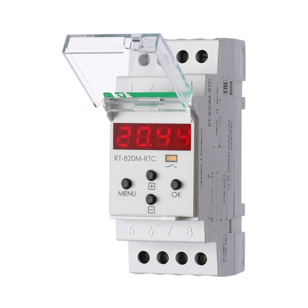 Терморегулятор ДЕВИ RT-820M-RTC (-30°C-+140°C) на шину DIN, с датчиком RT823 на проводе, 16А