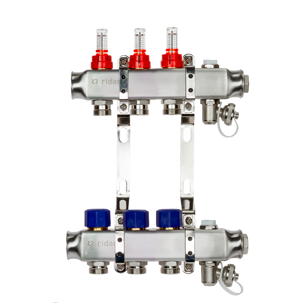 Комплект коллекторов Ридан SSM-3RF set с расходомерами и кронштейнами, 3 контура
