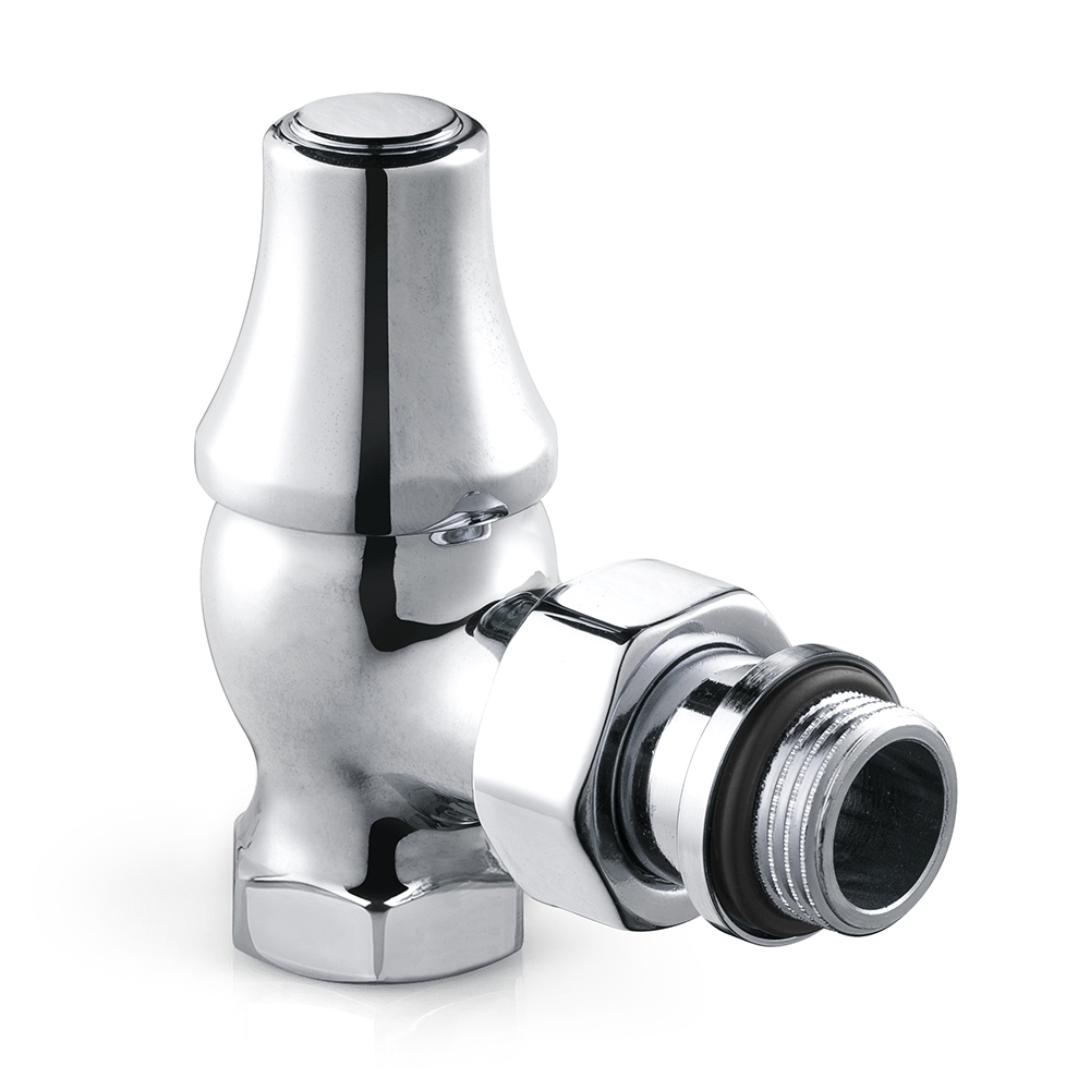 Запорный клапан SR Rubinetterie угловой для радиатора, серия "ретро", 1/2, цвет хром